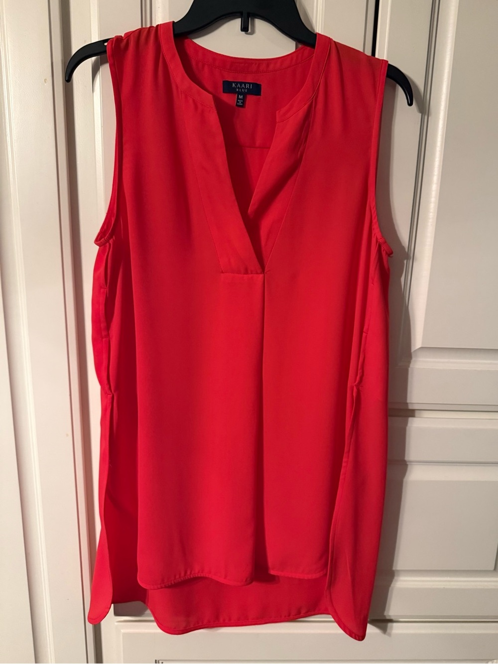 Red/orange  Sleeveless V-Neck Blouse by Kaari blue size medium extra long